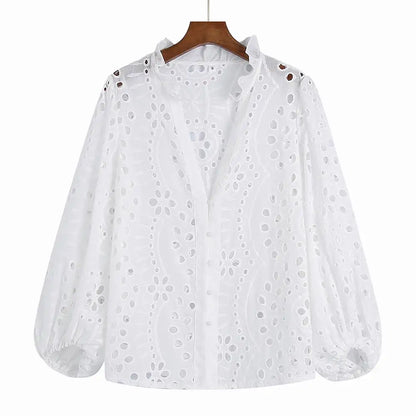 Broderie Anglaise Balloon Sleeves Blouse