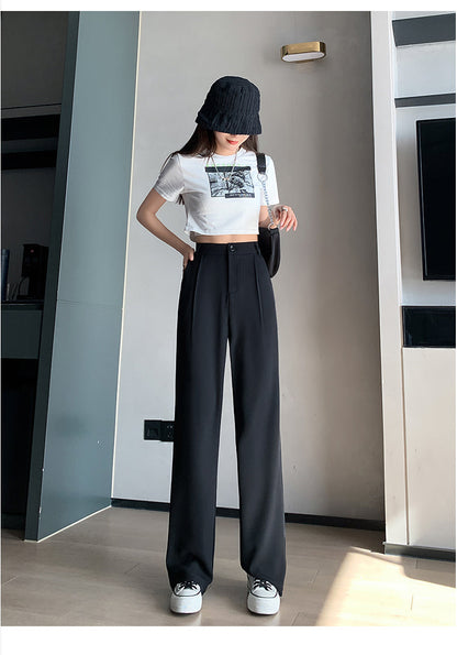 Tailored High Waist Wide Leg Pleated Trousers No Iron Two Lengths