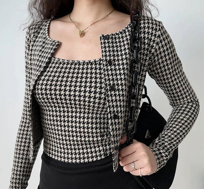 Chloe Vintage Film Houndstooth Two-Piece Set