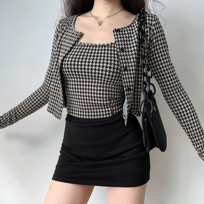 Chloe Vintage Film Houndstooth Two-Piece Set