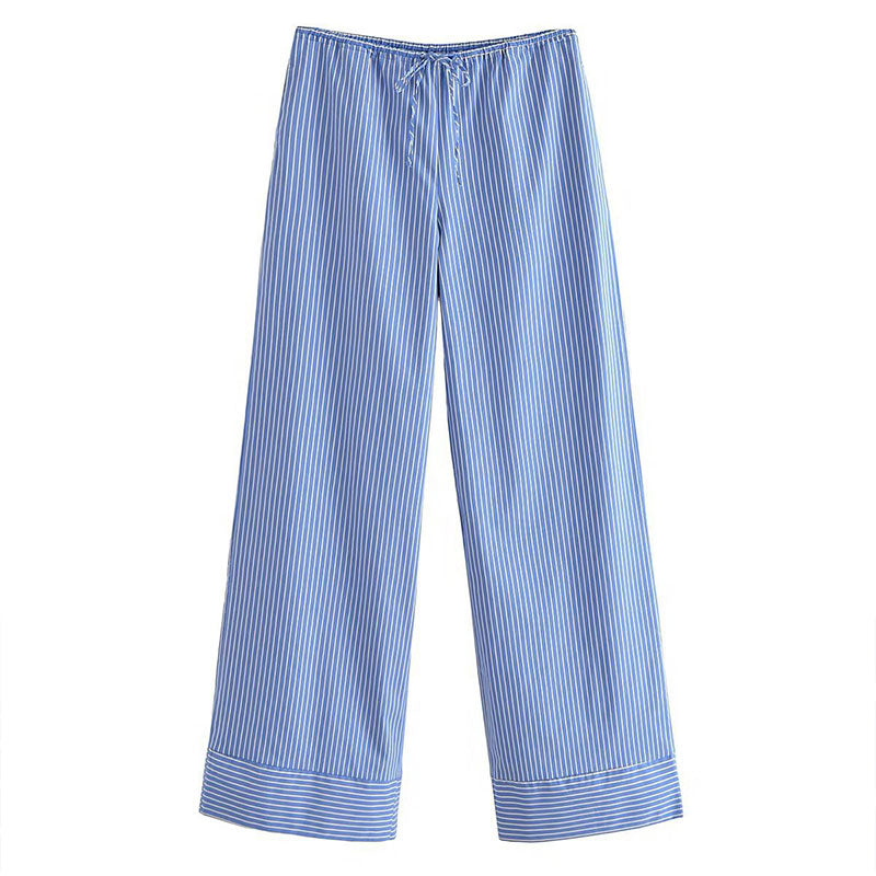 Wide Leg Pajama Drawstring Trousers