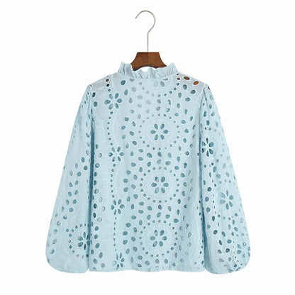 Broderie Anglaise Balloon Sleeves Blouse