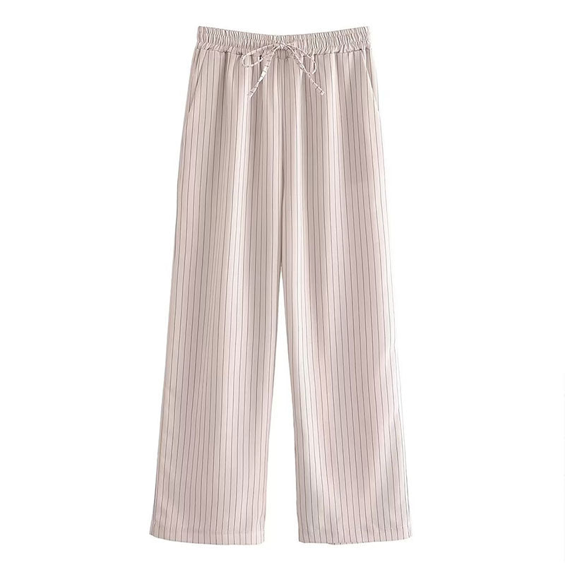 Wide Leg Pajama Drawstring Trousers