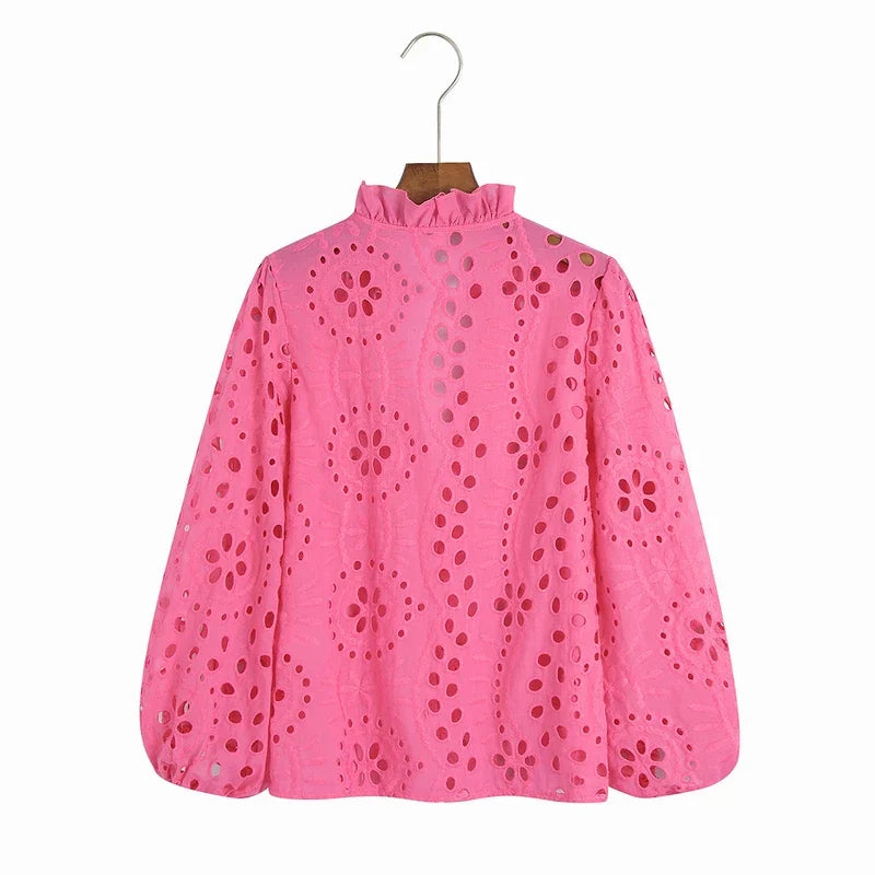 Broderie Anglaise Balloon Sleeves Blouse