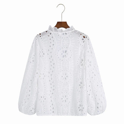 Broderie Anglaise Balloon Sleeves Blouse