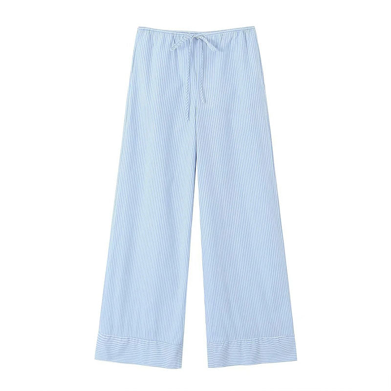 Wide Leg Pajama Drawstring Trousers