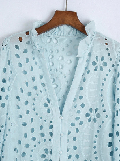 Broderie Anglaise Balloon Sleeves Blouse